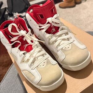 Jordan Kids Red and White High-Top Sneakers